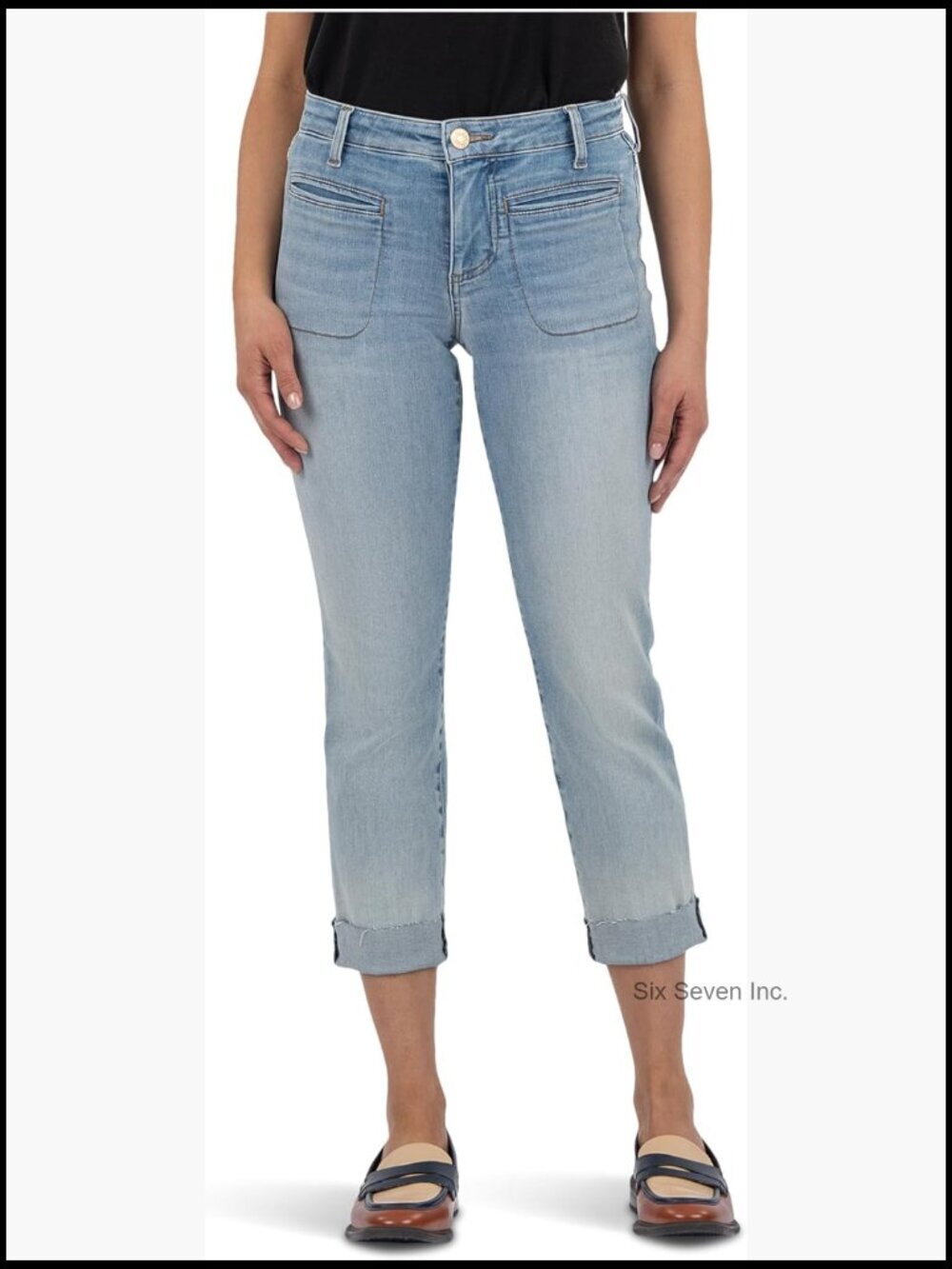 Petite Amy Crop Straight Leg Roll Up Jeans - Recycled Cotton Stretch